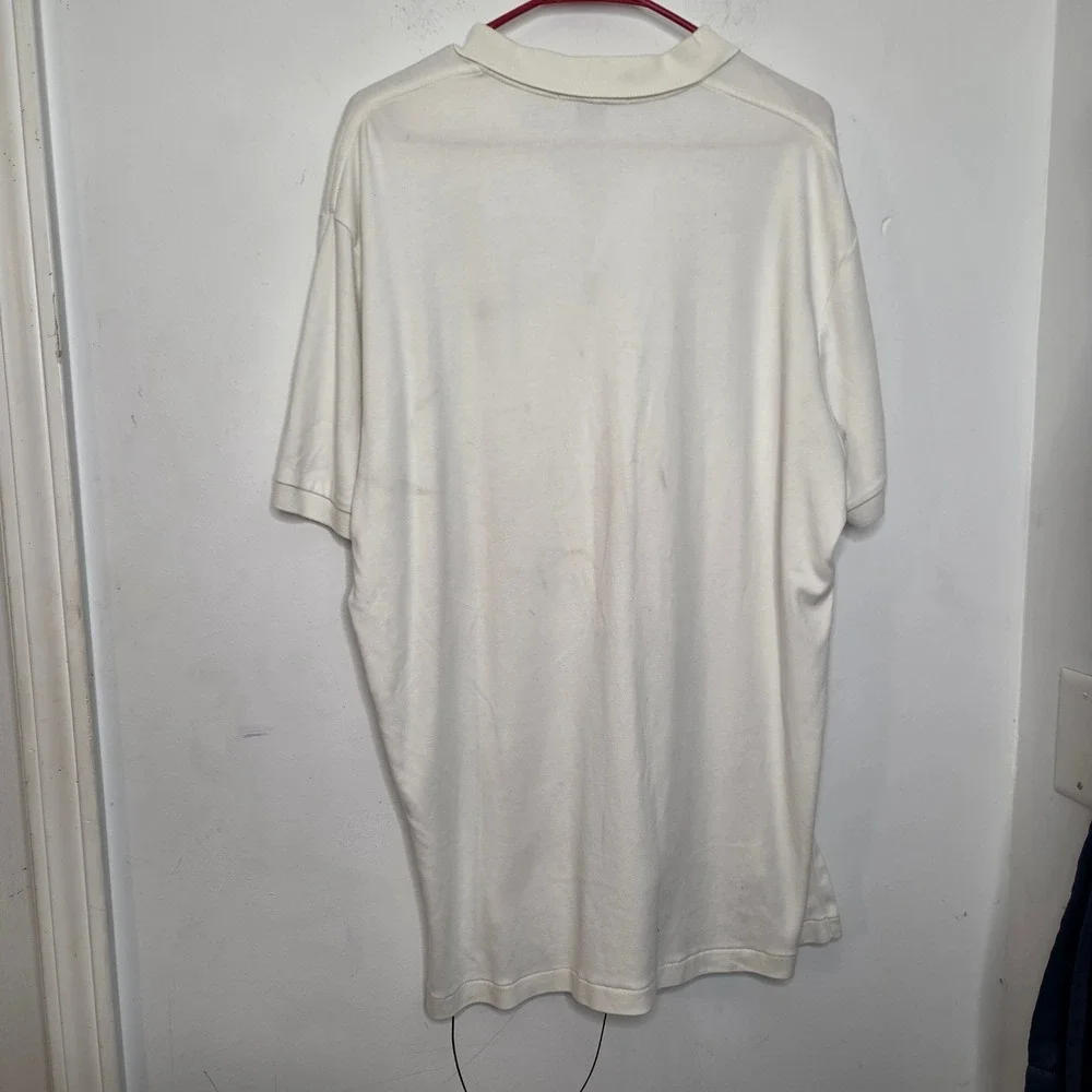 Polo Ralph Lauren Mens Large Cream White Short Sleeve Cotton Pony Logo Polo